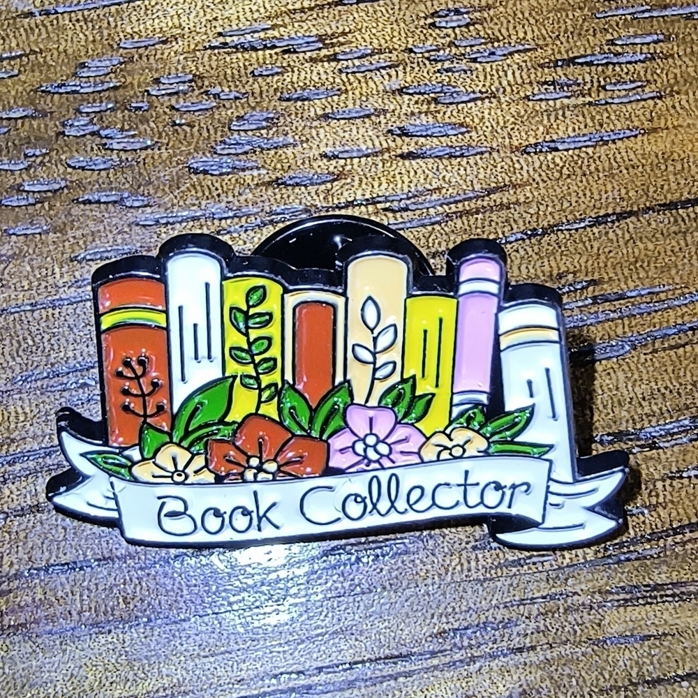 Women’s Jewelry Cute Colorful ‘Book Collector’ Enamel Pin with Floral Accents